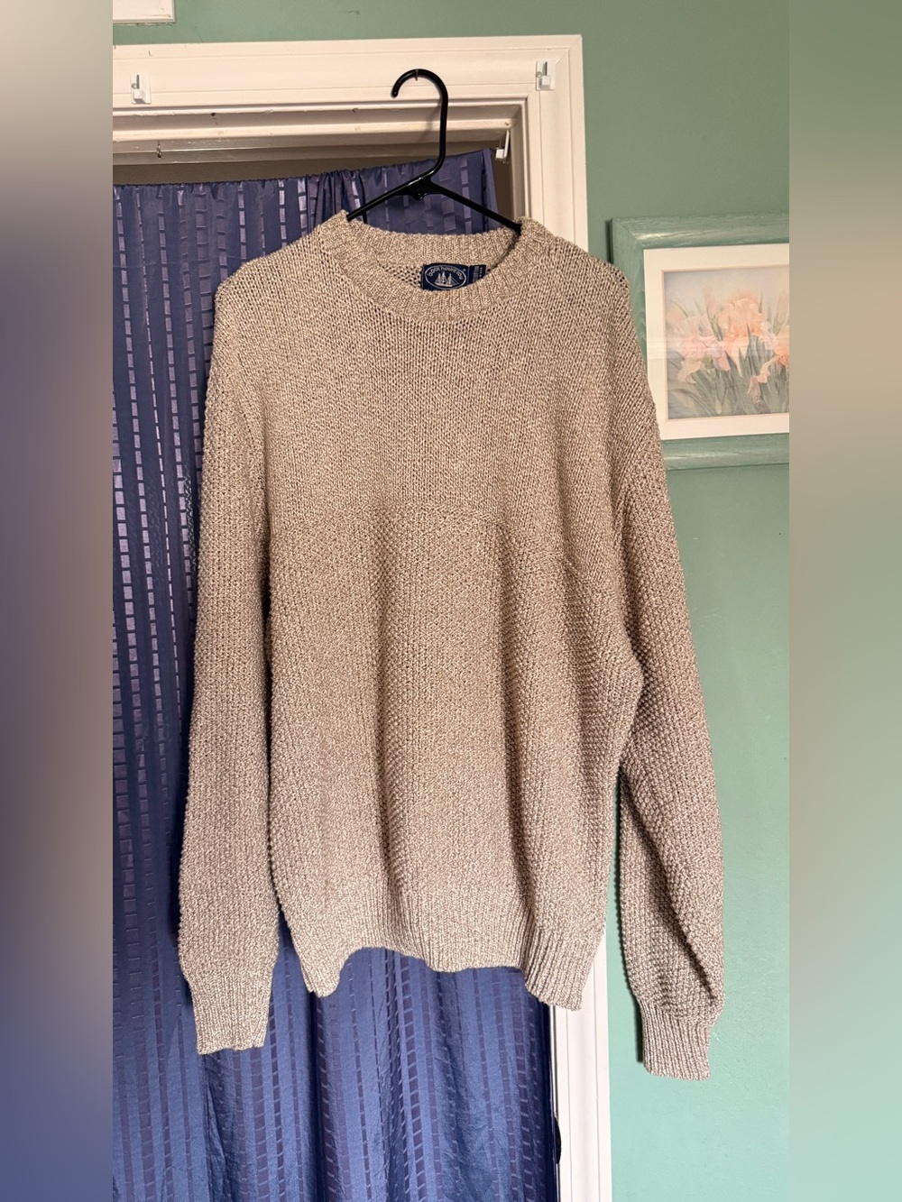 Vintage Boathouse Row 100% Cotton Sweater XL Made in USA Oatmeal Oversized
